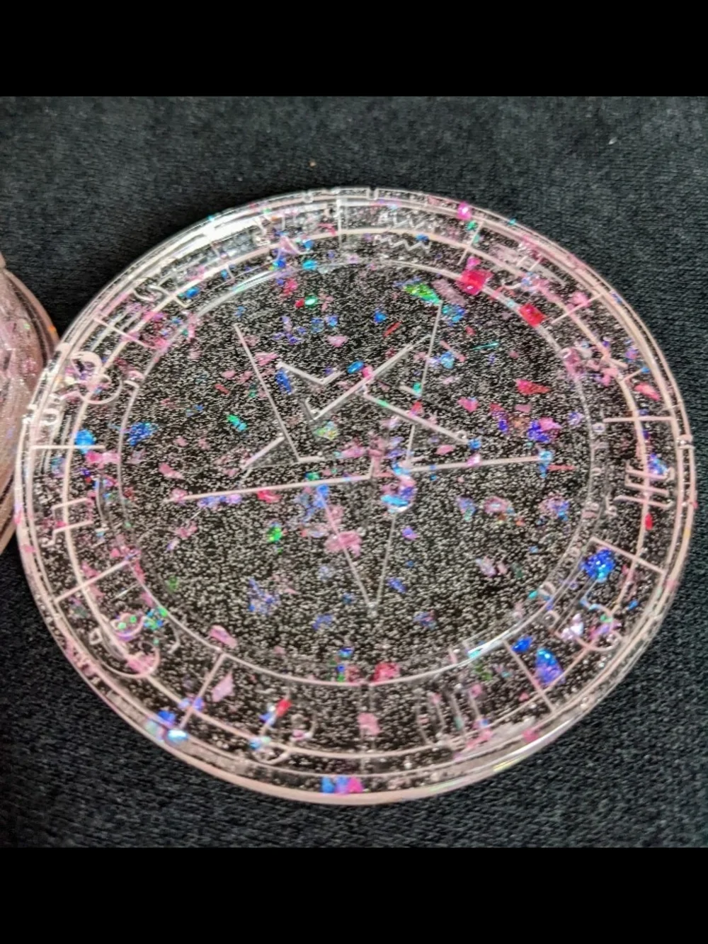 Pink Iridescent Glitter Resin Trinket Container-Zodiac Themed
